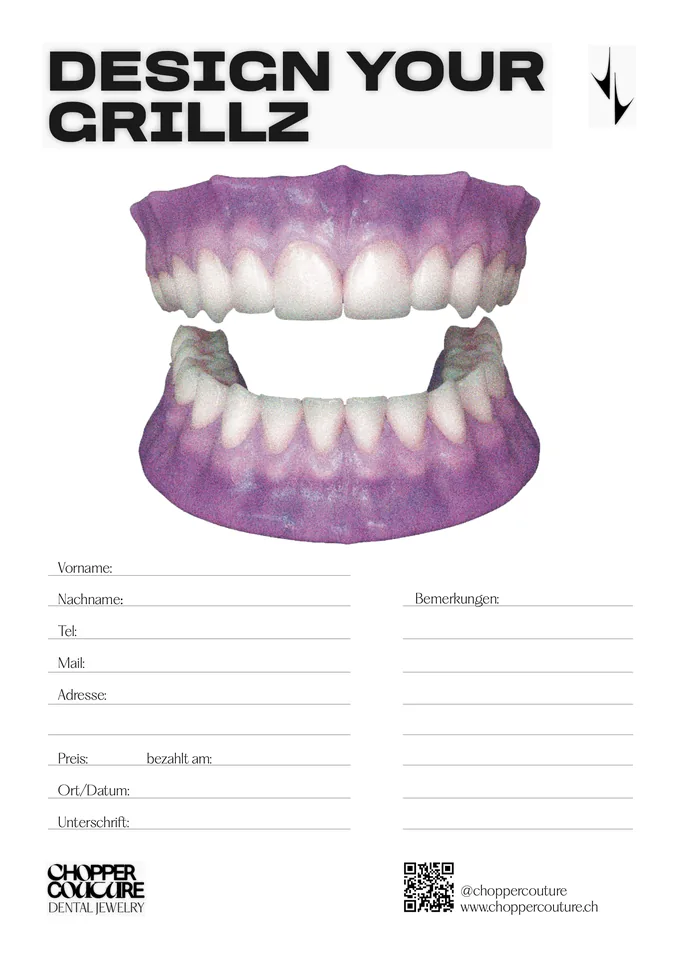 Vorschau des Auftragszettels — DESIGN YOUR GRILLZ